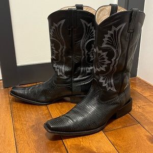 Mens Genuine Lizard Cowboy Boots Size 11 Monte Grande made in Mexico black